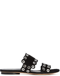 schwarze beschlagene flache Sandalen aus Wildleder von Derek Lam