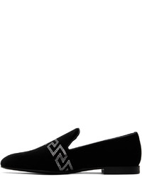 schwarze beschlagene Gummi Slipper von Versace