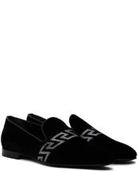 schwarze beschlagene Gummi Slipper von Versace