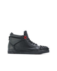 schwarze beschlagene hohe Sneakers aus Leder
