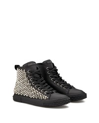 schwarze beschlagene hohe Sneakers aus Leder von Giuseppe Zanotti