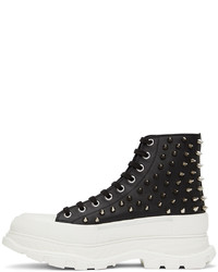 schwarze beschlagene hohe Sneakers aus Leder von Alexander McQueen