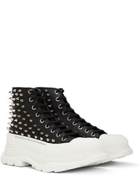 schwarze beschlagene hohe Sneakers aus Leder von Alexander McQueen