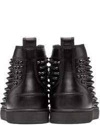 schwarze beschlagene hohe Sneakers aus Leder von Christian Louboutin