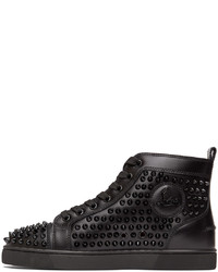 schwarze beschlagene hohe Sneakers aus Leder von Christian Louboutin