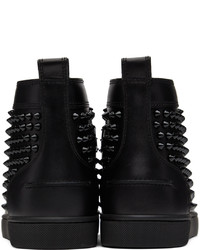 schwarze beschlagene hohe Sneakers aus Leder von Christian Louboutin