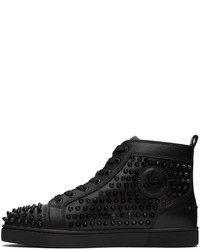 schwarze beschlagene hohe Sneakers aus Leder von Christian Louboutin