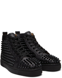 schwarze beschlagene hohe Sneakers aus Leder von Christian Louboutin