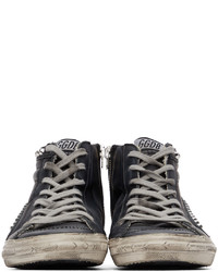 schwarze beschlagene hohe Sneakers aus Leder von Golden Goose