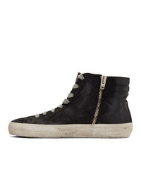 schwarze beschlagene hohe Sneakers aus Leder von Golden Goose