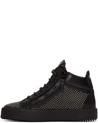 schwarze beschlagene hohe Sneakers aus Leder von Giuseppe Zanotti