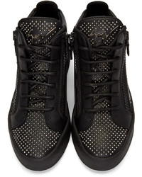 schwarze beschlagene hohe Sneakers aus Leder von Giuseppe Zanotti