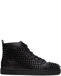 schwarze beschlagene hohe Sneakers aus Leder von Christian Louboutin