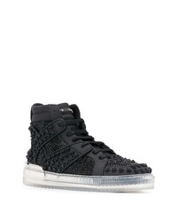 schwarze beschlagene hohe Sneakers aus Leder von Philipp Plein