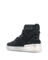 schwarze beschlagene hohe Sneakers aus Leder von Philipp Plein