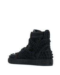 schwarze beschlagene hohe Sneakers aus Leder von Philipp Plein