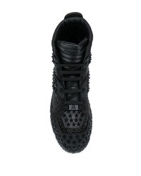 schwarze beschlagene hohe Sneakers aus Leder von Philipp Plein