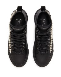 schwarze beschlagene hohe Sneakers aus Leder von Giuseppe Zanotti