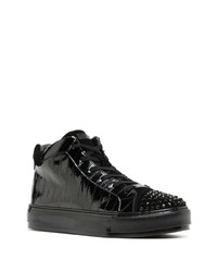 schwarze beschlagene hohe Sneakers aus Leder von Kurt Geiger London