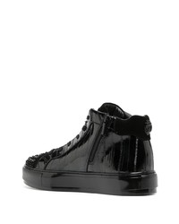 schwarze beschlagene hohe Sneakers aus Leder von Kurt Geiger London