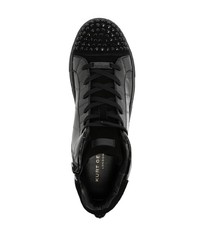 schwarze beschlagene hohe Sneakers aus Leder von Kurt Geiger London