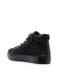 schwarze beschlagene hohe Sneakers aus Leder von Kurt Geiger London