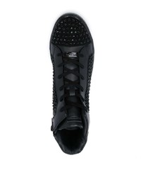 schwarze beschlagene hohe Sneakers aus Leder von Kurt Geiger London