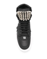 schwarze beschlagene hohe Sneakers aus Leder von Philipp Plein