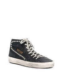 schwarze beschlagene hohe Sneakers aus Leder von Golden Goose