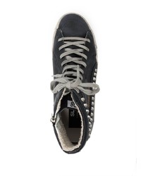 schwarze beschlagene hohe Sneakers aus Leder von Golden Goose