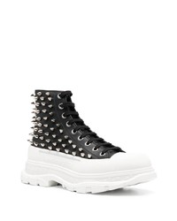 schwarze beschlagene hohe Sneakers aus Leder von Alexander McQueen