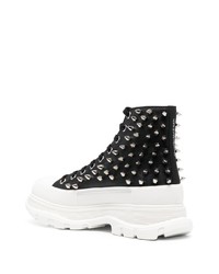 schwarze beschlagene hohe Sneakers aus Leder von Alexander McQueen