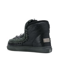 schwarze beschlagene hohe Sneakers aus Leder von Mou