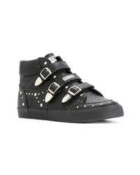 schwarze beschlagene hohe Sneakers aus Leder von Hysteric Glamour