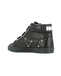 schwarze beschlagene hohe Sneakers aus Leder von Hysteric Glamour