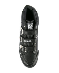 schwarze beschlagene hohe Sneakers aus Leder von Hysteric Glamour