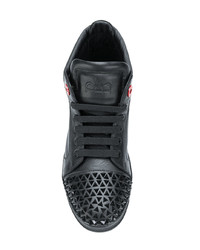 schwarze beschlagene hohe Sneakers aus Leder von Royaums
