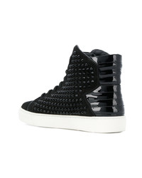 schwarze beschlagene hohe Sneakers aus Leder von Philipp Plein