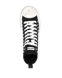 schwarze beschlagene hohe Sneakers aus Segeltuch von DSQUARED2