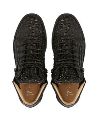 schwarze beschlagene hohe Sneakers von Giuseppe Zanotti