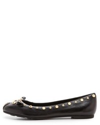 schwarze beschlagene Leder Ballerinas von Marc by Marc Jacobs