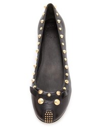 schwarze beschlagene Leder Ballerinas von Marc by Marc Jacobs