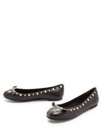 schwarze beschlagene Leder Ballerinas von Marc by Marc Jacobs