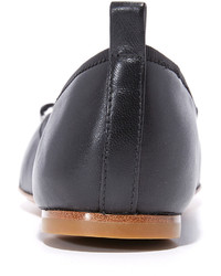 schwarze beschlagene Leder Ballerinas von Marc Jacobs