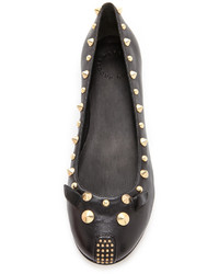 schwarze beschlagene Leder Ballerinas von Marc by Marc Jacobs