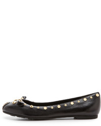 schwarze beschlagene Leder Ballerinas von Marc by Marc Jacobs