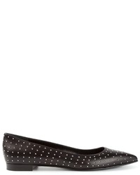 schwarze beschlagene Leder Ballerinas von Saint Laurent