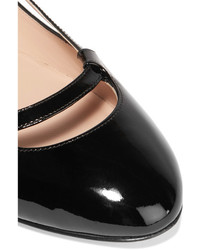 schwarze beschlagene Leder Ballerinas von Valentino