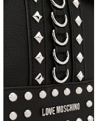 schwarze beschlagene Leder Beuteltasche von Love Moschino