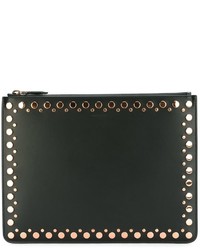 schwarze beschlagene Leder Clutch von Givenchy
